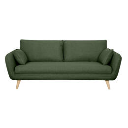 Canapé scandinave 3 places en tissu vert kaki et bois clair CREEP