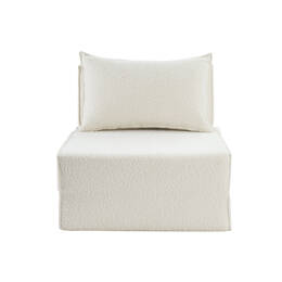 Chauffeuse 1 place convertible en tissu effet laine bouclée blanc VICTOR