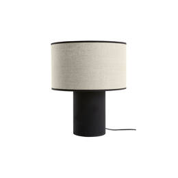 Lampe à poser bi-matière en lin et coton noir H36 cm SLOT