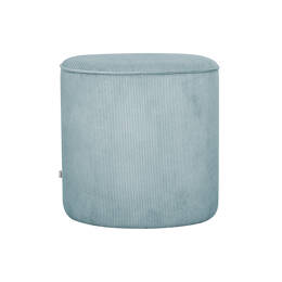 Pouf rond en tissu velours côtelé bleu grisé D40 cm LOUIS