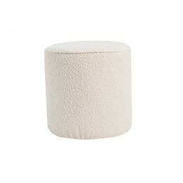 Pouf scandinave rond en tissu effet laine bouclée blanc cassé D40 cm MERIBEL