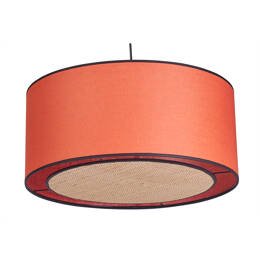 Suspension cylindrique en lin brique et rabane naturelle D50 cm TRAVES