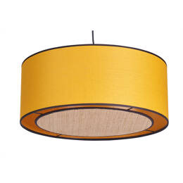 Suspension cylindrique en lin jaune moutarde et rabane naturelle D50 cm TRAVES