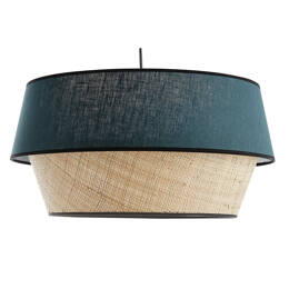 Suspension design bi-matière en lin bleu et rabane naturelle D45 cm SENSA
