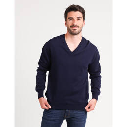 Pull col V laine mérinos · Camille - Bleu