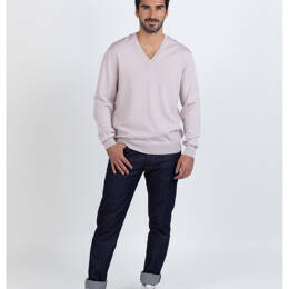 Pull col V laine mérinos · Camille - Beige