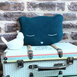 Coussin Ours bleu pétrole