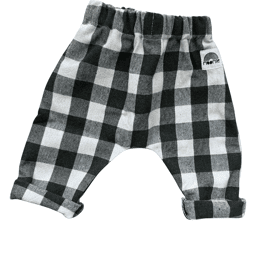 Pantalon bébé carreaux kaki en toile de coton