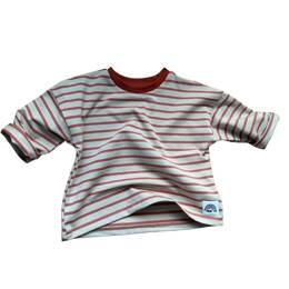 T-shirt bébé manches longues rayé crème et terracotta – Copenhague
