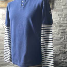 Polo Homme Bleu Marine & Manches Longues Rayées BLC-BM