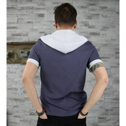 T-Shirt Homme Gris Foncé, bracelets & Capuche Gris Clair