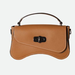Sac baguette en cuir- Camel grainé- Nodie's