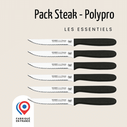Pack Steak - Polypropylène noir |  1 Couteau Steak offert
