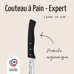 Couteau à Pain ergonomique - Lame 19cm crantée 7,5mm | Affidenté® Confort