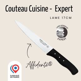 Couteau de Cuisine - Lame 17 cm -  Noir | Affidenté® Confort