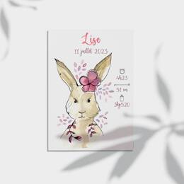 Affiche naissance Lapine fleurie