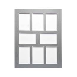 Passe-partout multivues gris 40x50 cm 8 ouvertures 10x15 cm - Marie-Louise pour Cadre Photo 40x50 cm  - En carton FSC - Fabriqué en France - Brio