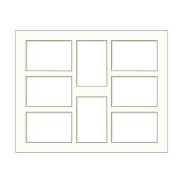 Passe-partout multivues blanc cassé 40x50 cm 8 ouvertures 10x15 cm - Marie-Louise pour Cadre Photo 40x50 cm  - En carton FSC - Marque Française - Brio