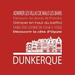 Tableau sur toile 30x30 cm - Tableau Dunkerque rouge - Impression sur toile murale décorative avec châssis en Bois - Fabriqué en France - Ceanothe