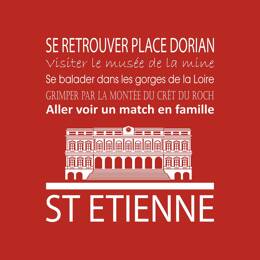 Tableau sur toile 30x30 cm - Tableau Saint-Étienne rouge - Impression sur toile murale décorative avec châssis en Bois - Fabriqué en France - Ceanothe