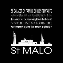 Tableau sur toile 30x30 cm - Tableau Saint-Malo noir - Impression sur toile murale décorative avec châssis en Bois - Fabriqué en France - Ceanothe