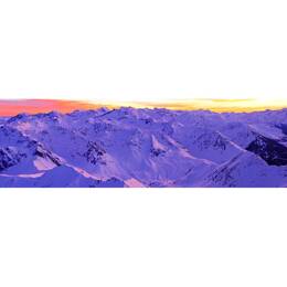 Tableau sur toile 30x97 cm - Tableau chaîne des Pyrénées nuit - Impression sur toile murale décorative avec châssis en Bois - Fabriqué en France - Cea