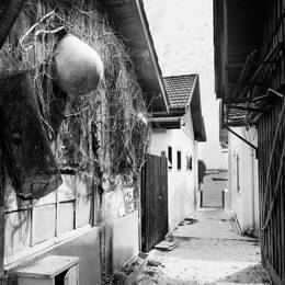 Tableau sur toile 45x45 cm - Tableau chemin plage noir et blanc - Impression sur toile murale décorative avec châssis en Bois - Fabriqué en France - C