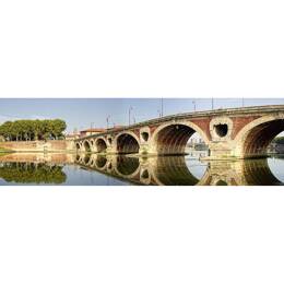 Tableau sur toile 30x97 cm - Tableau pont neuf Toulouse - Impression sur toile murale décorative avec châssis en Bois - Fabriqué en France - Ceanothe