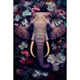Tableau sur toile 45x65 cm - Tableau éléphant fleuri - Impression sur toile murale décorative avec châssis en Bois - Fabriqué en France - Ceanothe