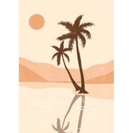 Tableau sur toile 30x45 cm - Tableau illustration palmiers - Impression sur toile murale décorative avec châssis en Bois - Fabriqué en France - Ceanot