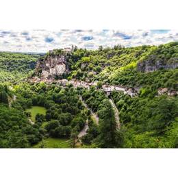 Tableau sur toile 100x140 cm - Tableau vue sur Rocamadour - Impression sur toile murale décorative avec châssis en Bois - Fabriqué en France - Ceanoth