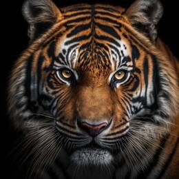 Tableau sur toile 65x65 cm - Tableau zoom sur tigre - Impression sur toile murale décorative avec châssis en Bois - Fabriqué en France - Ceanothe