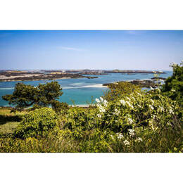 Tableau sur toile 65x97 cm - Tableau vue île de Chausey - Impression sur toile murale décorative avec châssis en Bois - Fabriqué en France - Ceanothe