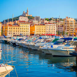 Tableau sur toile 30x30 cm - Tableau bateaux dans le port de Marseille - Impression sur toile murale décorative avec châssis en Bois - Fabriqué en Fra