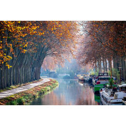 Tableau sur toile 65x97 cm - Tableau canal du midi - Impression sur toile murale décorative avec châssis en Bois - Fabriqué en France - Ceanothe