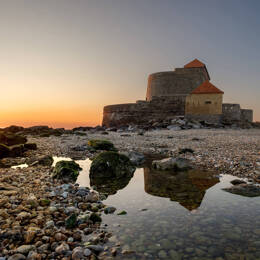 Tableau sur verre 30x30 cm - Tableau fort d'Ambleteuse - Impression sur verre à la finition brillante - Fabriqué en France - Ceanothe