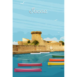 Tableau sur toile 45x65 cm - Tableau illustration fort de Socoa - Impression sur toile murale décorative avec châssis en Bois - Fabriqué en France - C