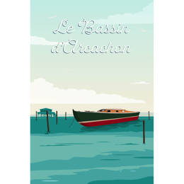 Tableau sur toile 45x65 cm - Tableau illustration lever du jour bassin d'Arcachon - Impression sur toile murale décorative avec châssis en Bois - Fabr