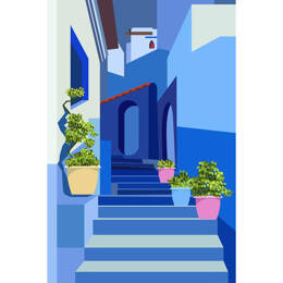 Tableau sur toile 30x45 cm - Tableau illustration escalier - Impression sur toile murale décorative avec châssis en Bois - Fabriqué en France - Ceanot
