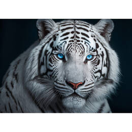 Tableau sur verre 80x120 cm - Tableau tigre regard saphir - Impression décorative à la finition brillante - Fabriqué en France - Ceanothe