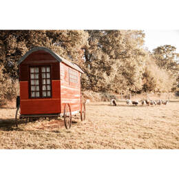 Tableau sur verre 80x120 cm - Tableau sur verre synthétique roulotte champêtre - Impression décorative à la finition brillante - Fabriqué en France - Ceanothe