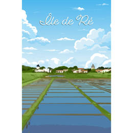 Tableau sur toile 45x65 cm - Tableau sur toile illustration Marais  - Impression sur toile murale décorative avec châssis en Bois - Fabriqué en France