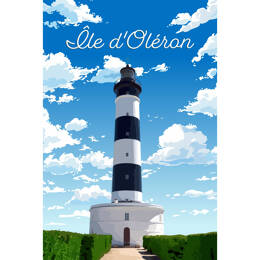 Tableau sur toile 30x45 cm - Tableau sur toile illustration Phare Oléron  - Impression sur toile murale décorative avec châssis en Bois - Fabriqué en