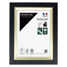 Cadre Photo Actual Noir 13x18 cm en résine recyclée - Cadre avec Verre Acrylique pour Photo, Affiche et Poster - Fabriqué en France - Ceanothe