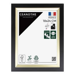 Cadre Photo Actual Noir 18x24 cm en résine recyclée - Cadre avec Verre Acrylique pour Photo, Affiche et Poster - Fabriqué en France - Ceanothe