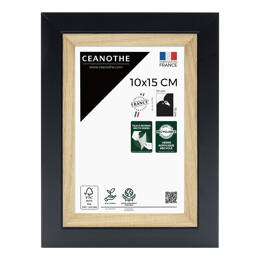 Cadre Photo Actual Noir 10x15 cm en résine recyclée - Cadre avec Verre Acrylique pour Photo, Affiche et Poster - Fabriqué en France - Ceanothe