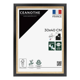 Cadre Photo Actual Noir 30x40 cm en résine recyclée - Cadre avec Verre Acrylique pour Photo, Affiche et Poster - Fabriqué en France - Ceanothe