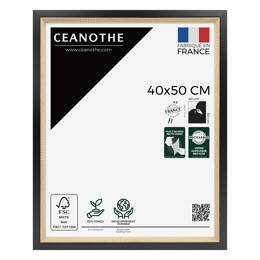 Cadre Photo Actual Noir 40x50 cm en résine recyclée - Cadre avec Verre Acrylique pour Photo, Affiche et Poster - Fabriqué en France - Ceanothe