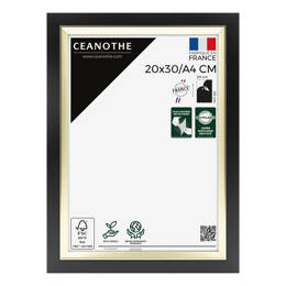 Cadre Photo Actual Noir 20x30 cm/A4 en résine recyclée - Cadre avec Verre Acrylique pour Photo, Affiche et Poster - Fabriqué en France - Ceanothe