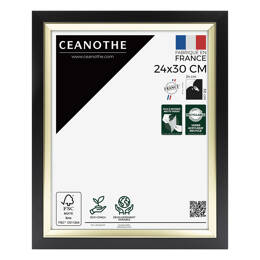 Cadre Photo Actual Noir 24x30 cm en résine recyclée - Cadre avec Verre Acrylique pour Photo, Affiche et Poster - Fabriqué en France - Ceanothe